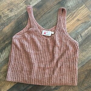 8 Red Butterflies Cropped Crochet Tank Top